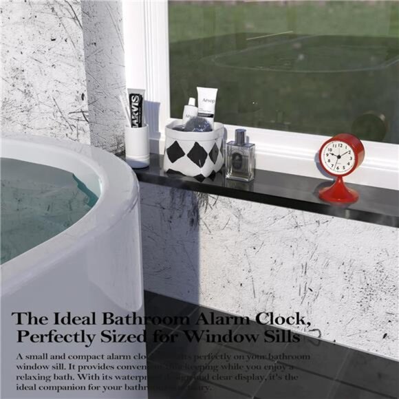 Cute Red Analog Alarm Clock – Small Retro Battery-Powered Table Clock - Picture 4 of 8